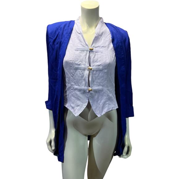 Perceptions by Irene B. Vintage 90s Oversized Blue Blazer Blouse - Size 8 - Picture 10 of 13